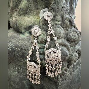 Nadri silver and crystal chandelier earrings.  Gorgeous. Great quality.  EUC